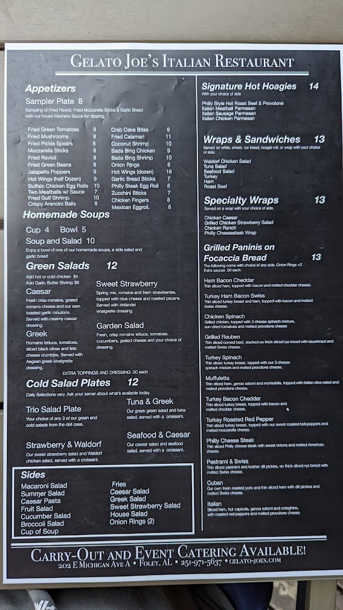 Menu Gelato Joe's Italian Restaurant & Bar-10