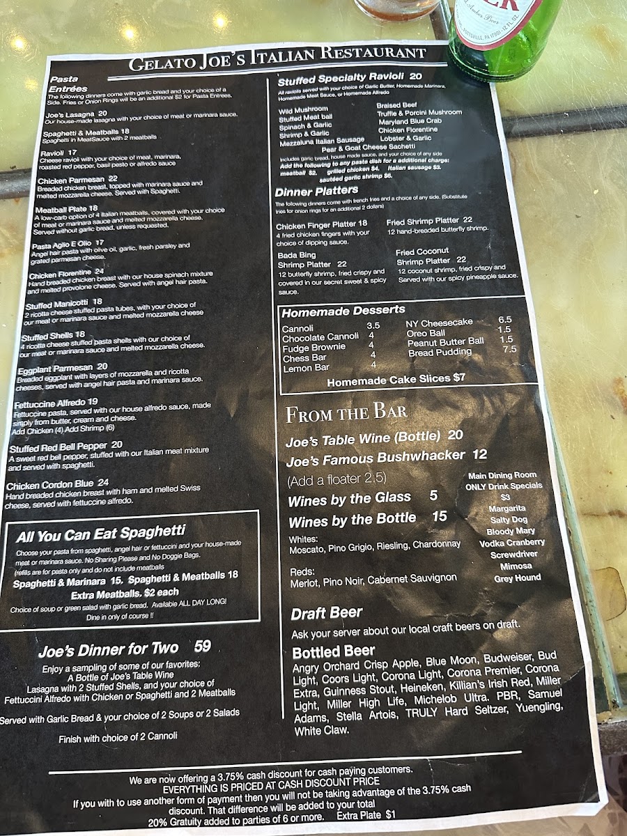 Menu Gelato Joe's Italian Restaurant & Bar-8