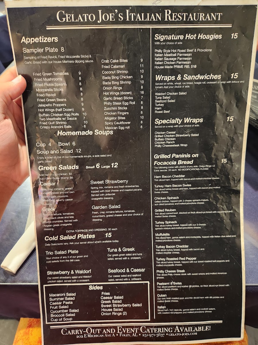 Menu Gelato Joe's Italian Restaurant & Bar-9